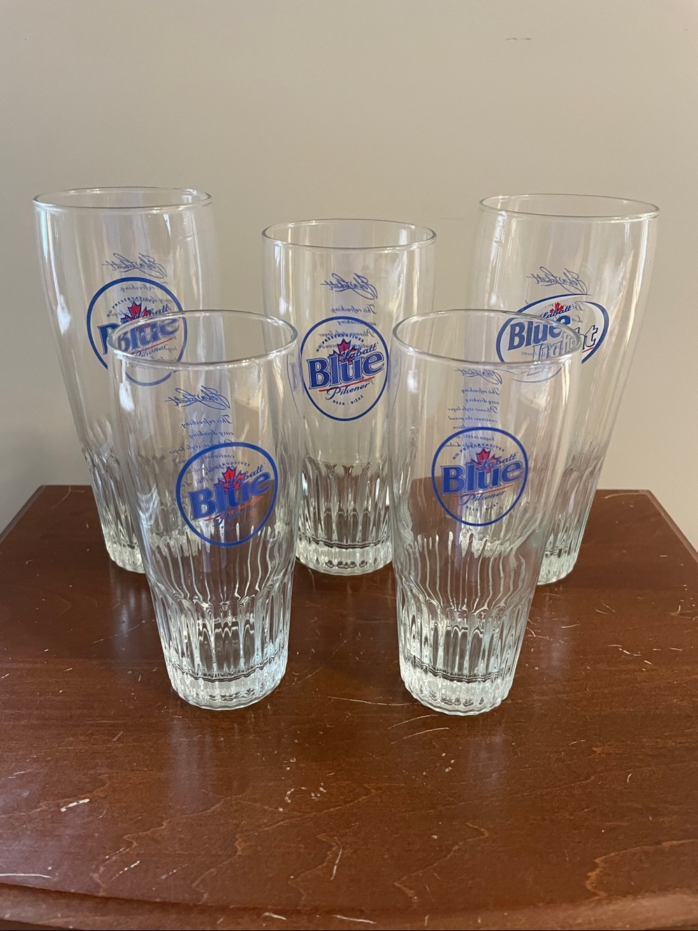 Labatts Blue beer glasses set of 5